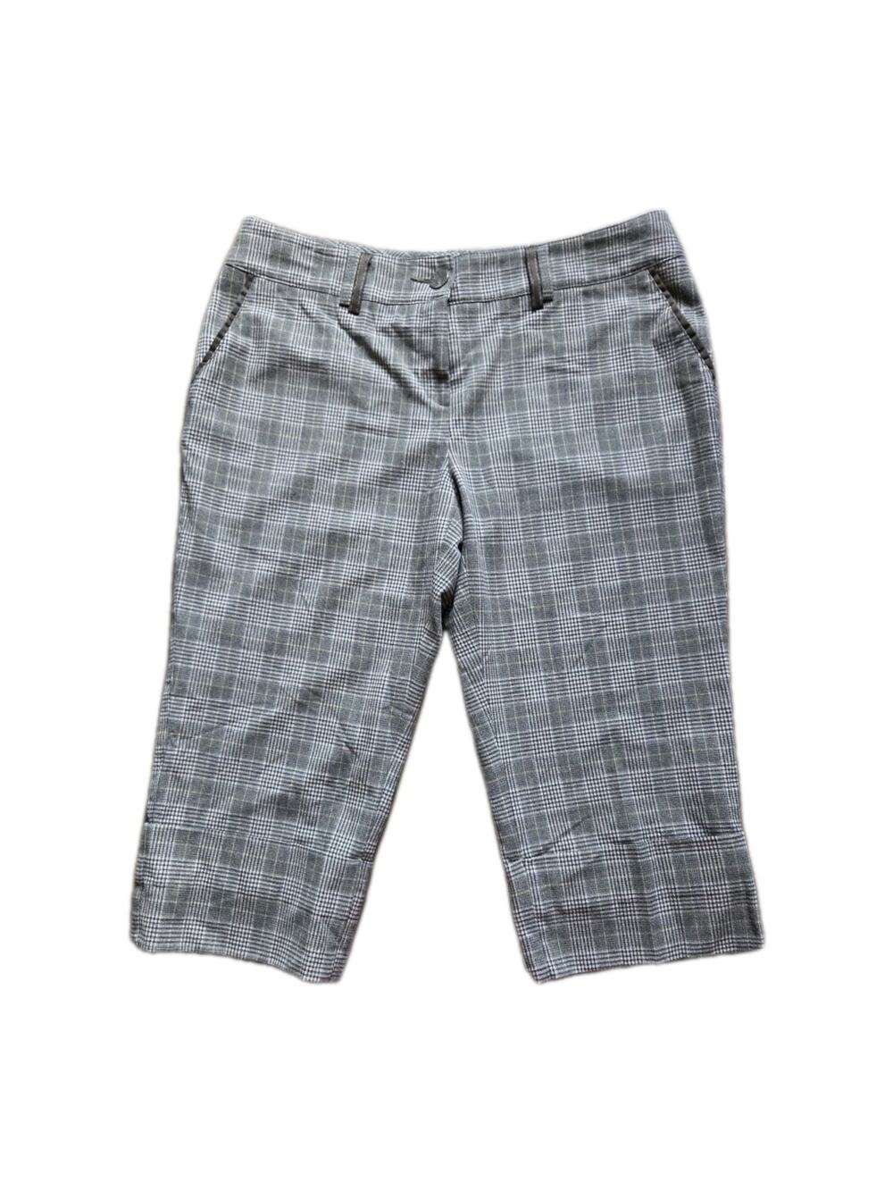 Absolu Made In France Plaid Capri Pants Womens T44 Brown Cropped Preppy EU
